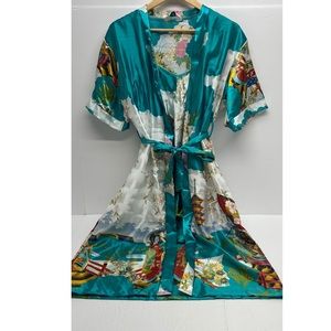 Matching Robe and Nighty Japanese Print Womans SzM